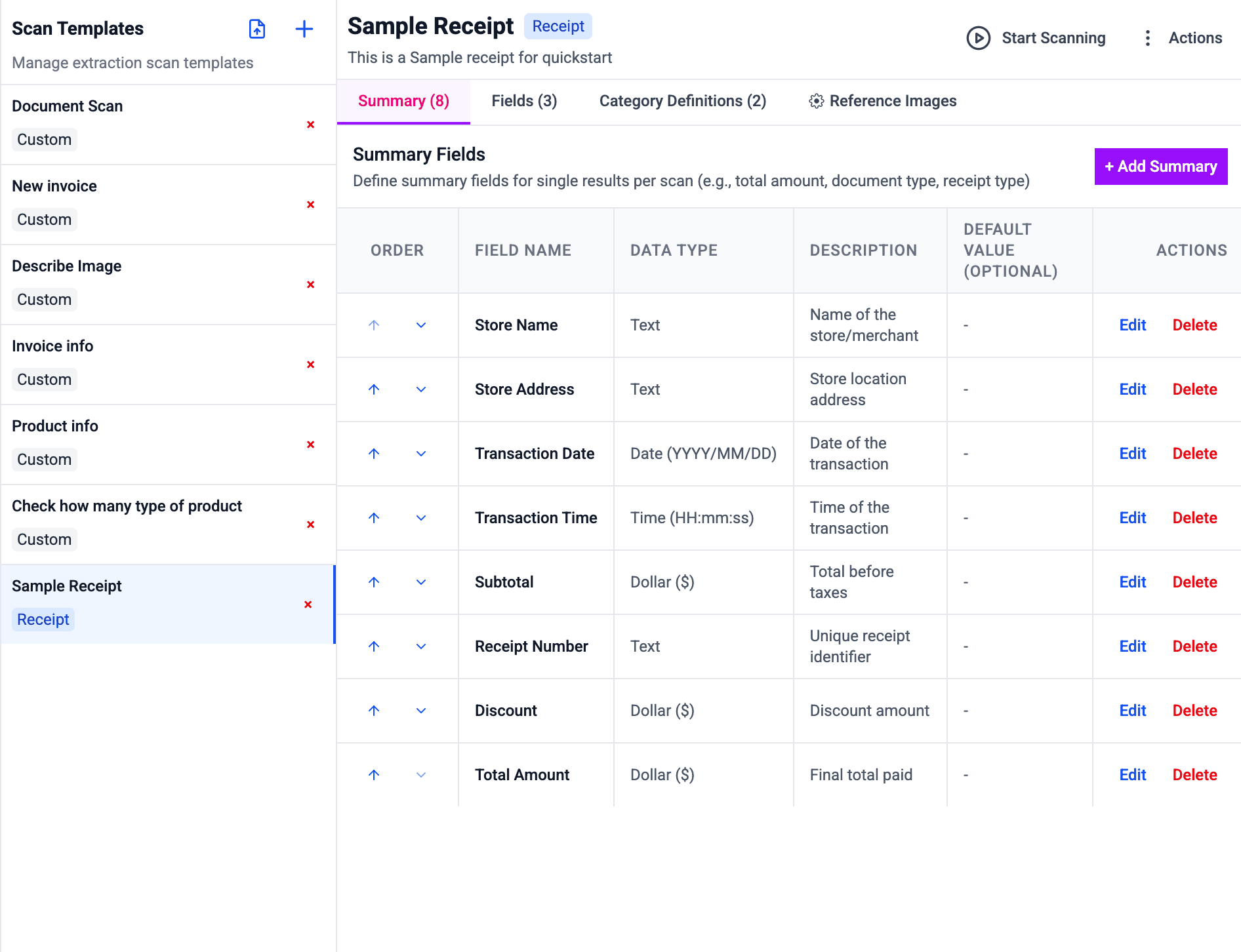 Scanning Schema Management